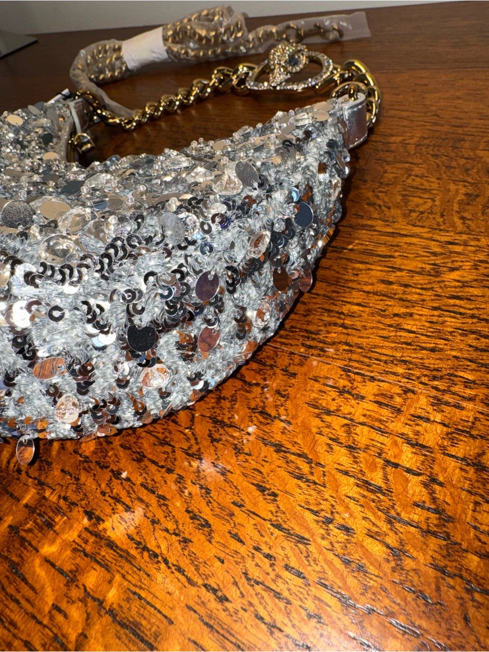 NWT Kurt Geiger Small Chelsea Sequin Chain Shoulder Bag - Picture 9 of 14